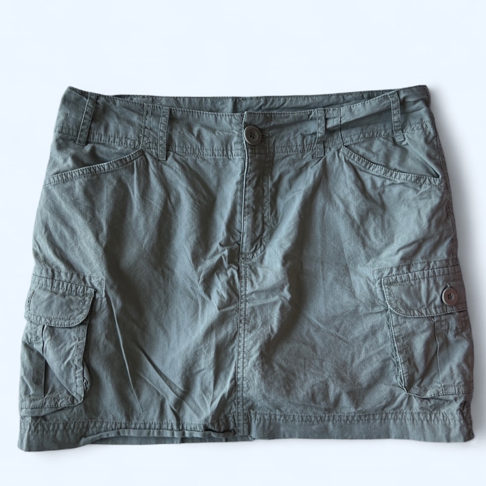 Y2K Bum Equipment Green Cargo Mini Skirt Skort Grunge Indie 8